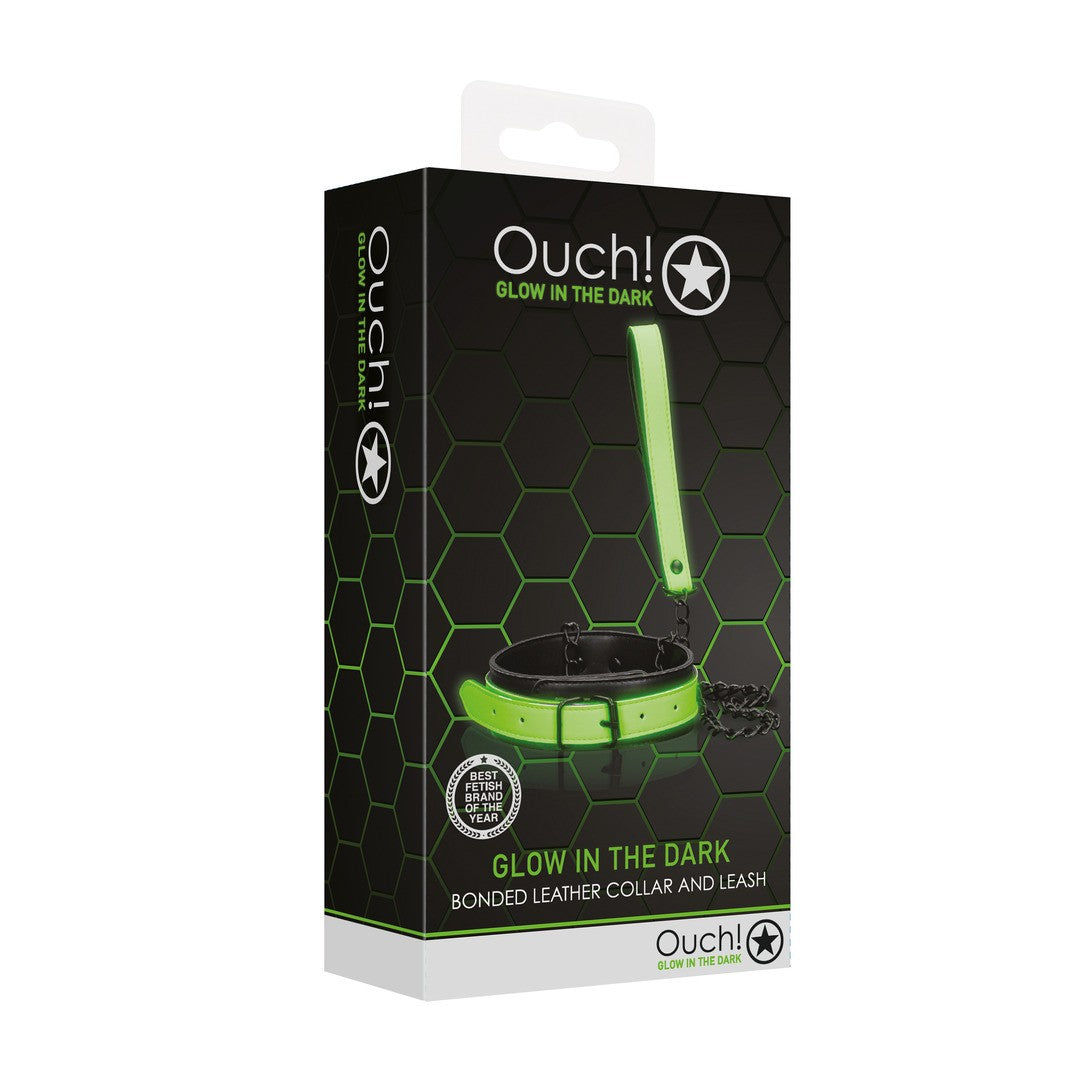COLLAR CON CORREA GLOW IN THE DARK OUCH!