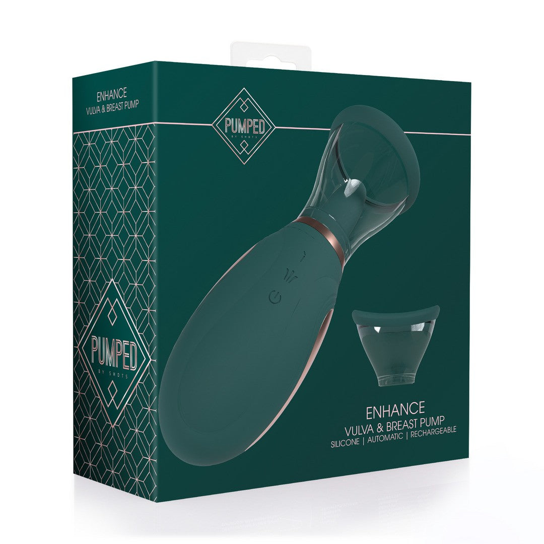 BOMBA VULVAR Y DE SENOS RECARGABLE ENHANCE FOREST GREEN PUMPED
