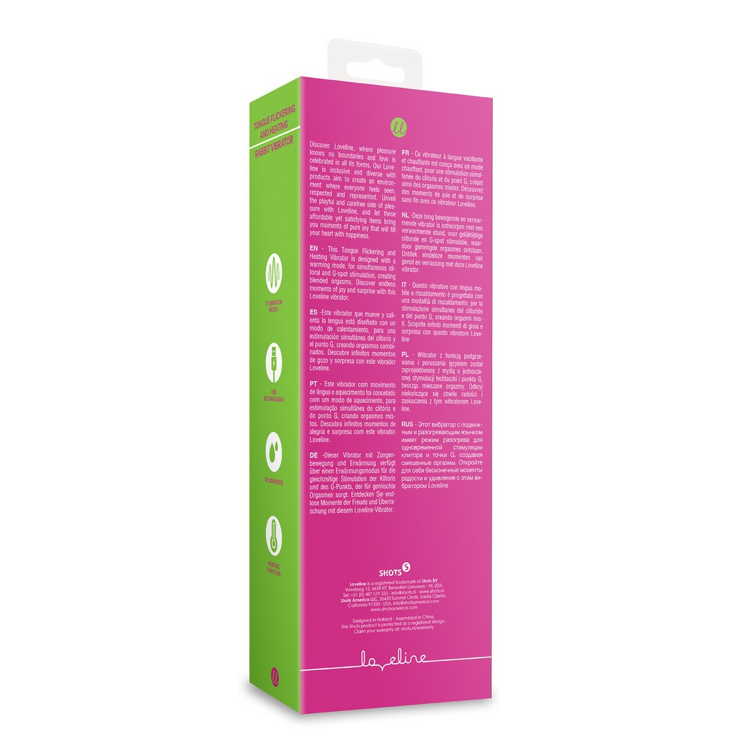 VIBRADOR RABBIT CON LAMIDA Y CALENTAMIENTO EXUBERANT PINK LOVELINE