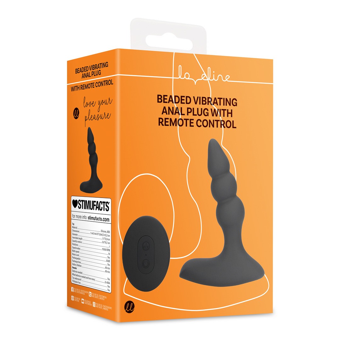 PLUG ANAL CON VIBRACIÓN Y MANDO A DISTANCIA BEADED LICORICE BLACK LOVELINE