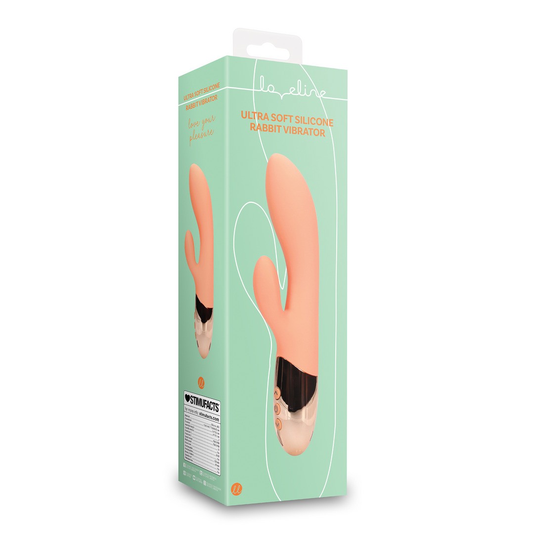 VIBRADOR RABBIT ULTRA SOFT SILICONE CERAMIC PEACH LOVELINE
