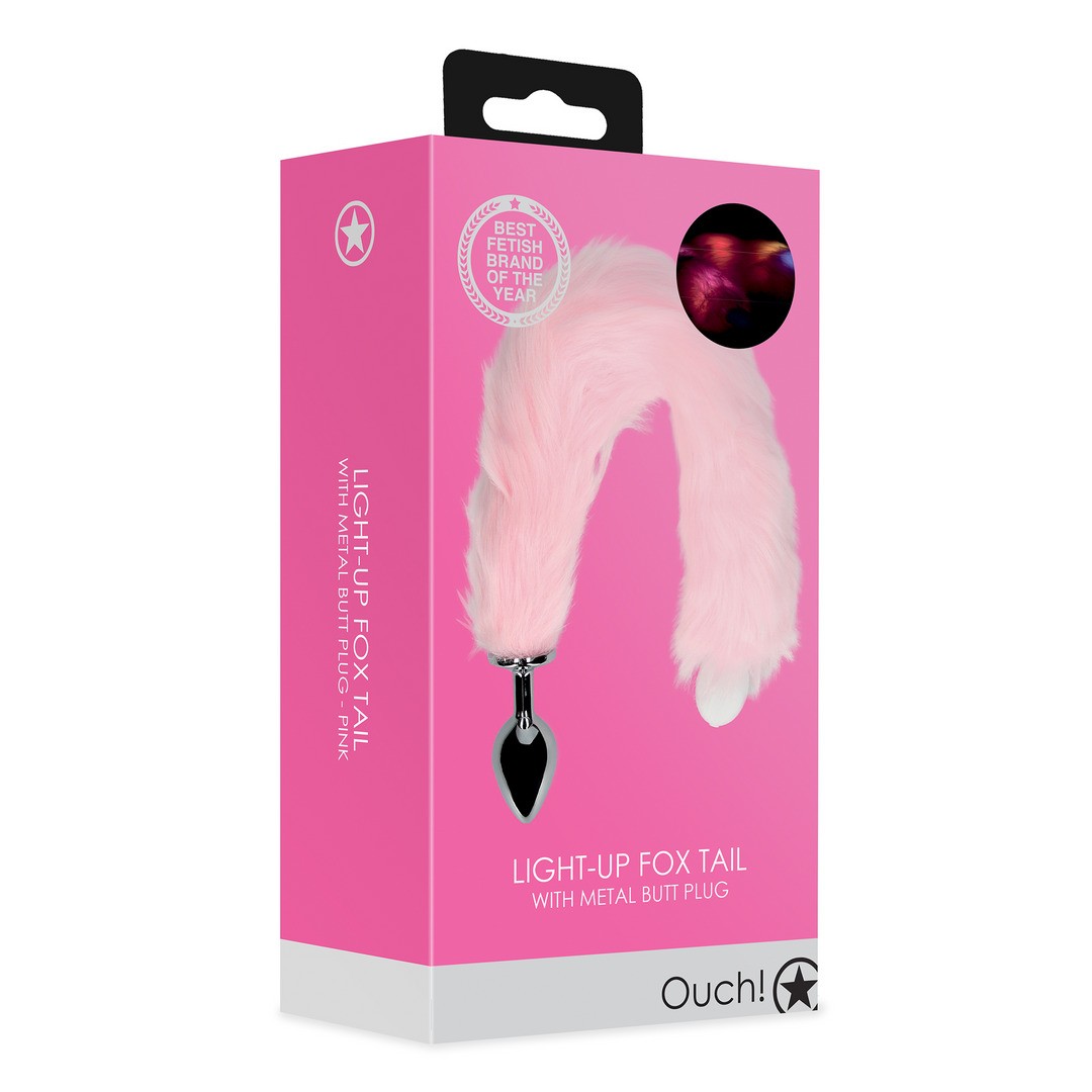 PLUG ANAL CON COLA DE ZORRO ROSA LUMINOSA OUCH!