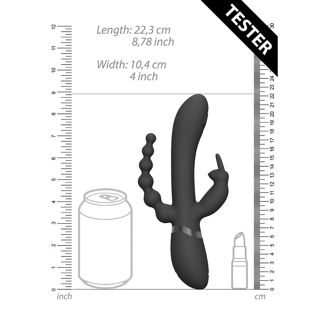 TESTER VIBRADOR RINI PULSE WAVE DOUBLE PENETRATION RABBIT NEGRO VIVE