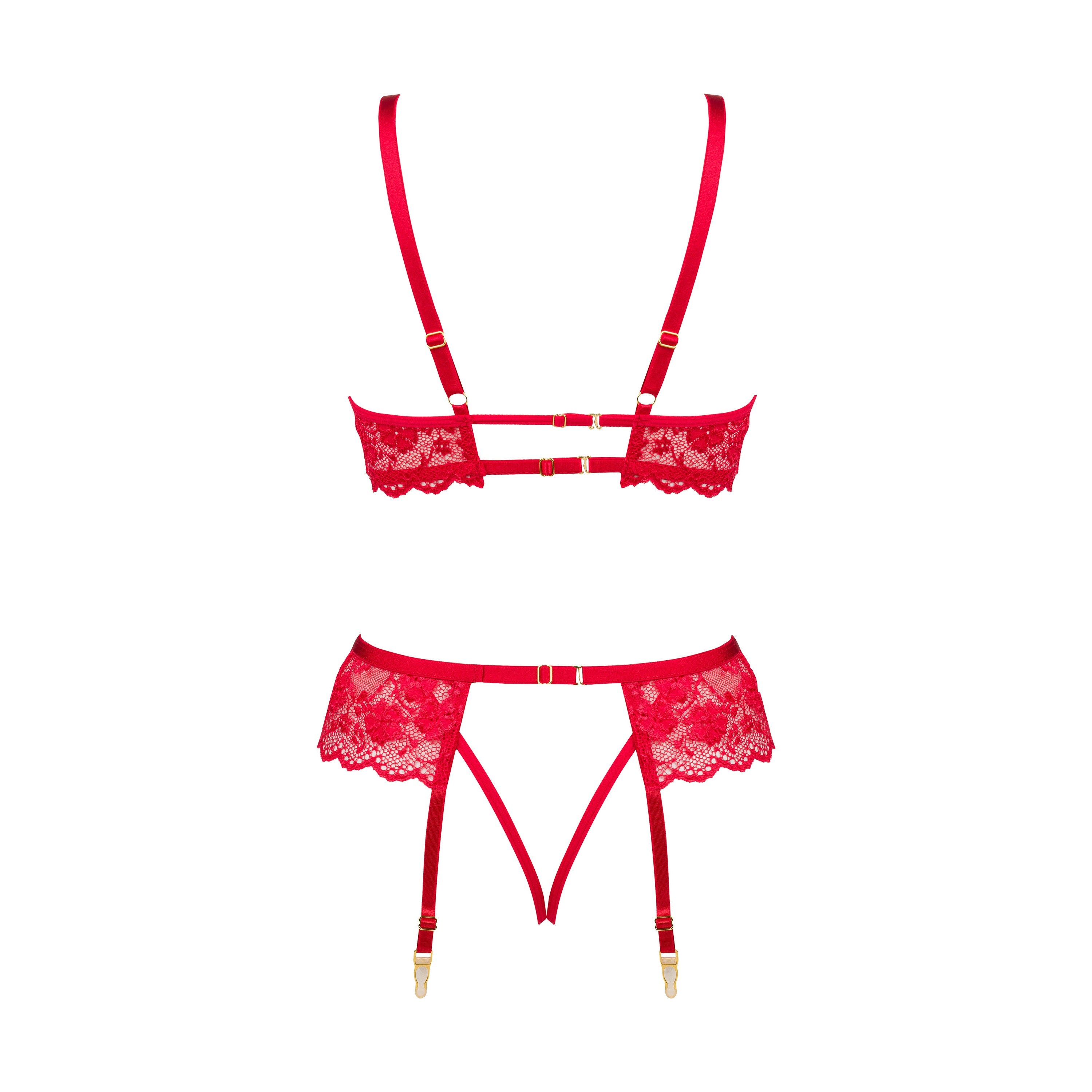 CONJUNTO DE 3 PIEZAS ROSE ROJO BEAUTY NIGHT FASHION