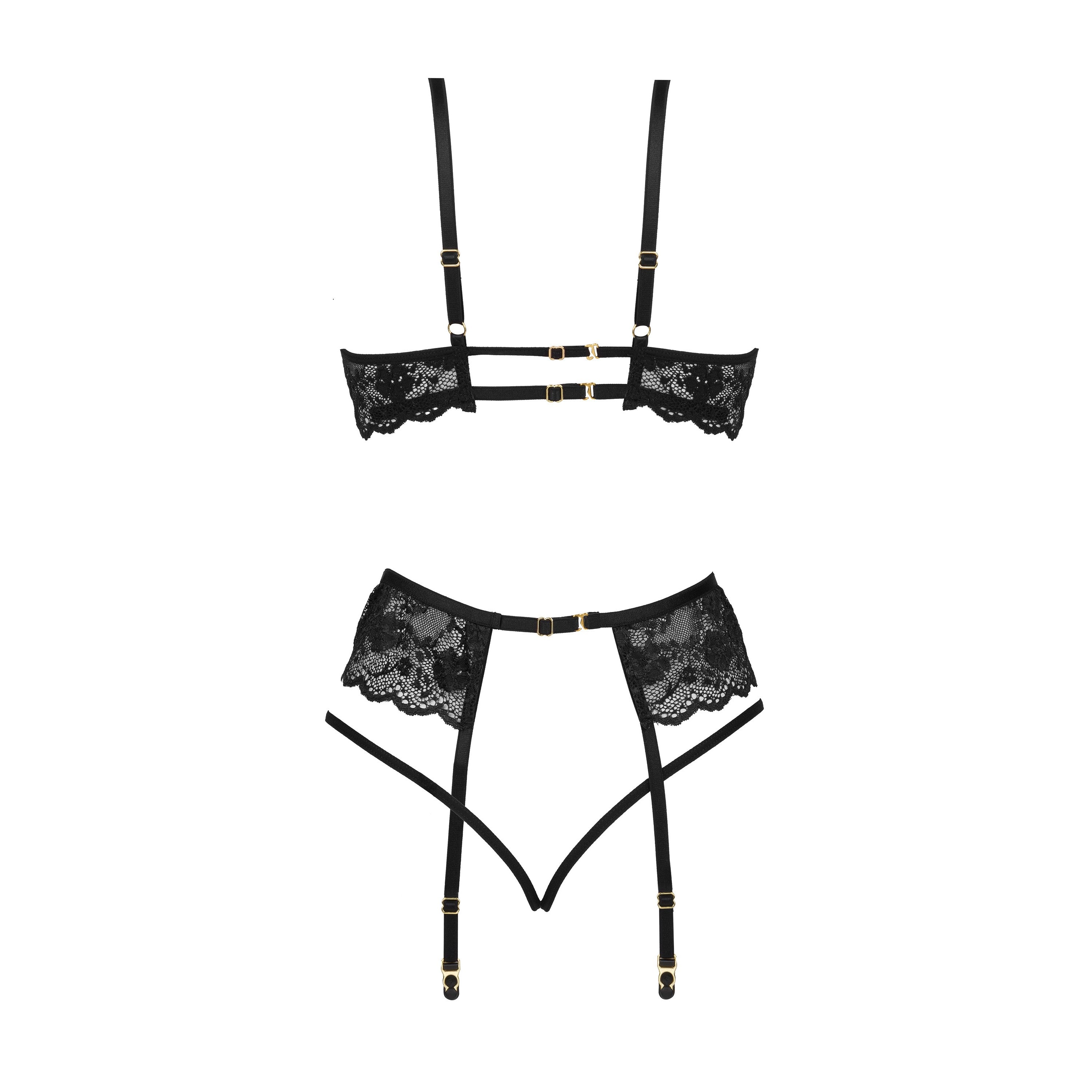 CONJUNTO DE 3 PIEZAS ROSE NEGRO BEAUTY NIGHT FASHION