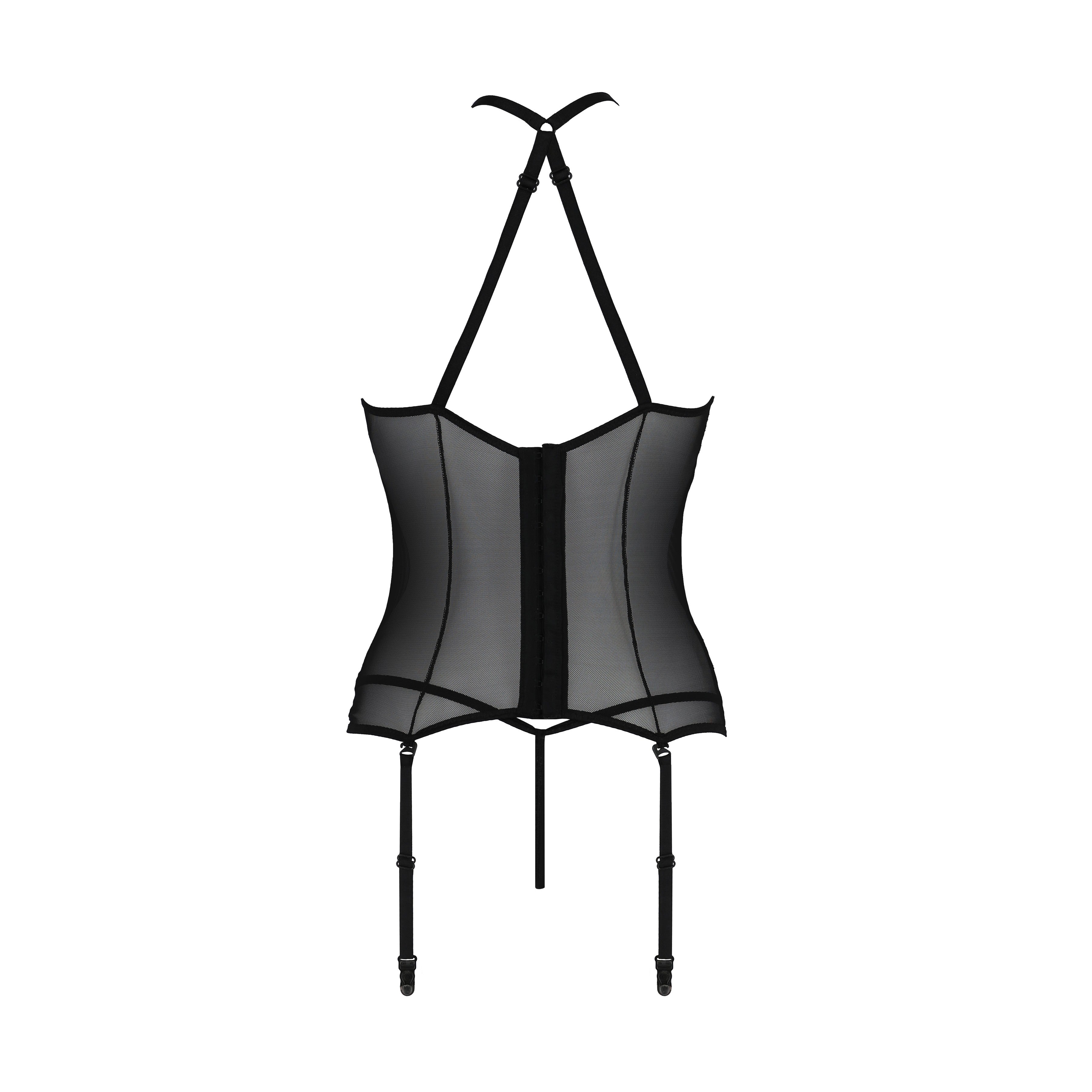 CORSÉ Y TANGA SATARA NEGRO EROTIC LINE PASSION