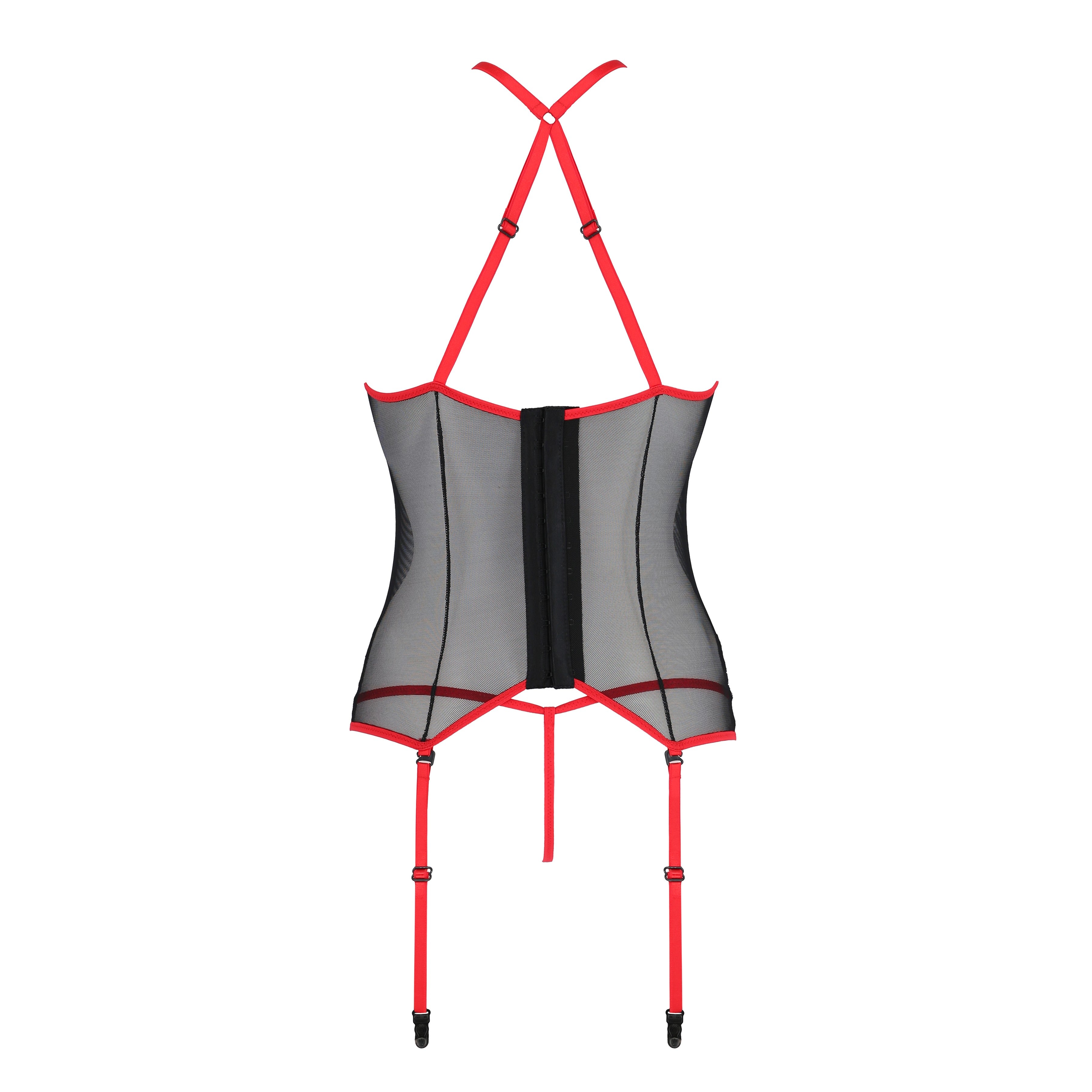 CORSÉ Y TANGA SATARA ROJO EROTIC LINE PASSION