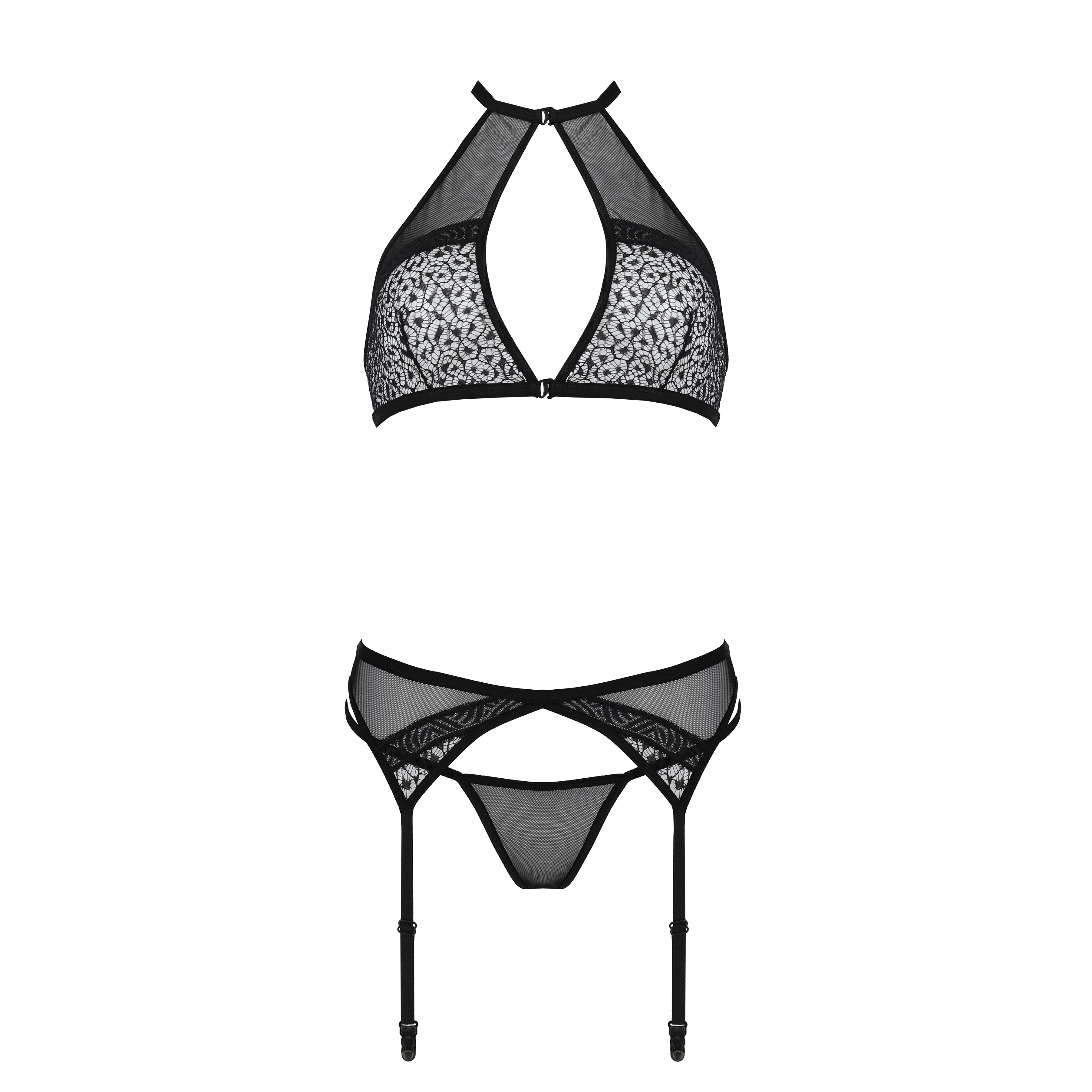 CONJUNTO DE 3 PIEZAS SATARA NEGRO EROTIC LINE PASSION