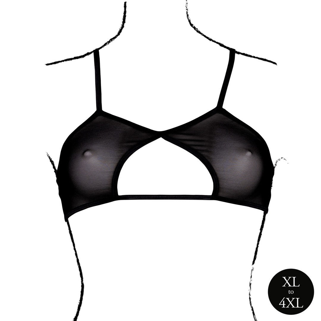 SUJETADOR KEYHOLE MESH NEGRO TALLA QUEEN LE DÉSIR
