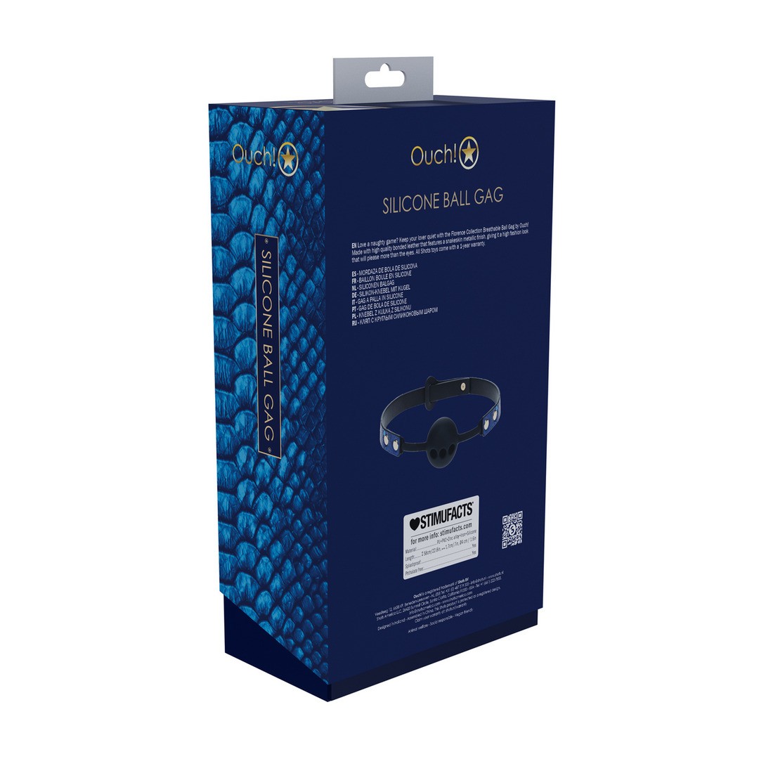 MORDAZA DE SILICONA RESPIRABLE FLORENCE COLLECTION AZUL OUCH!