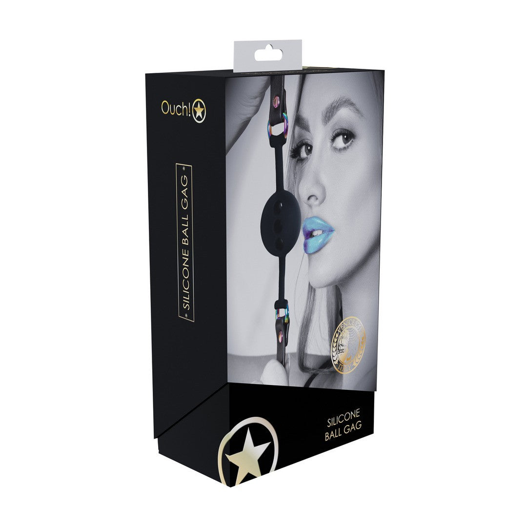 MORDAZA DE SILICONA RESPIRABLE VENICE COLLECTION - SILICONE BALL GAG - BLACK