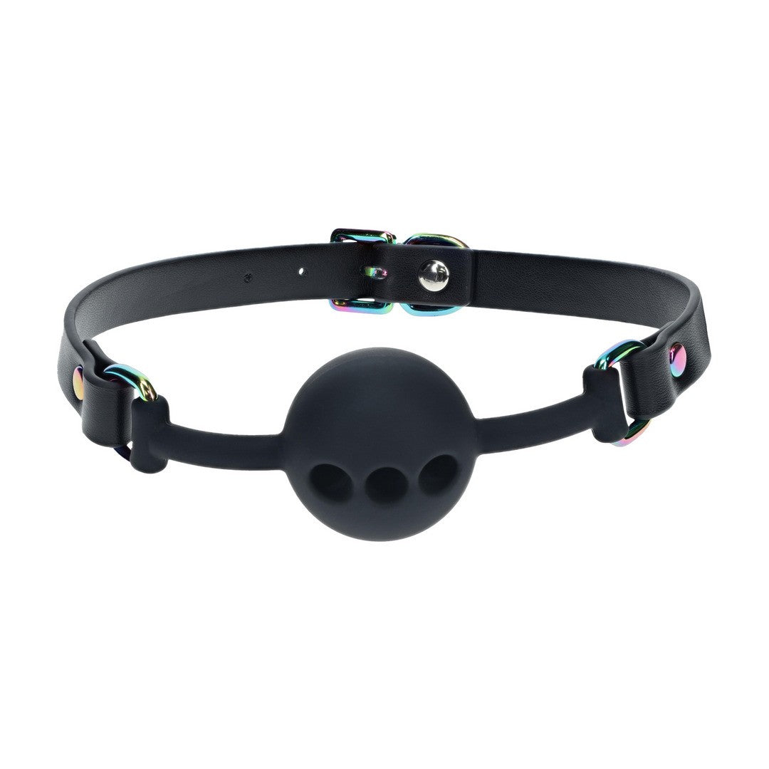 MORDAZA DE SILICONA RESPIRABLE VENICE COLLECTION - SILICONE BALL GAG - BLACK