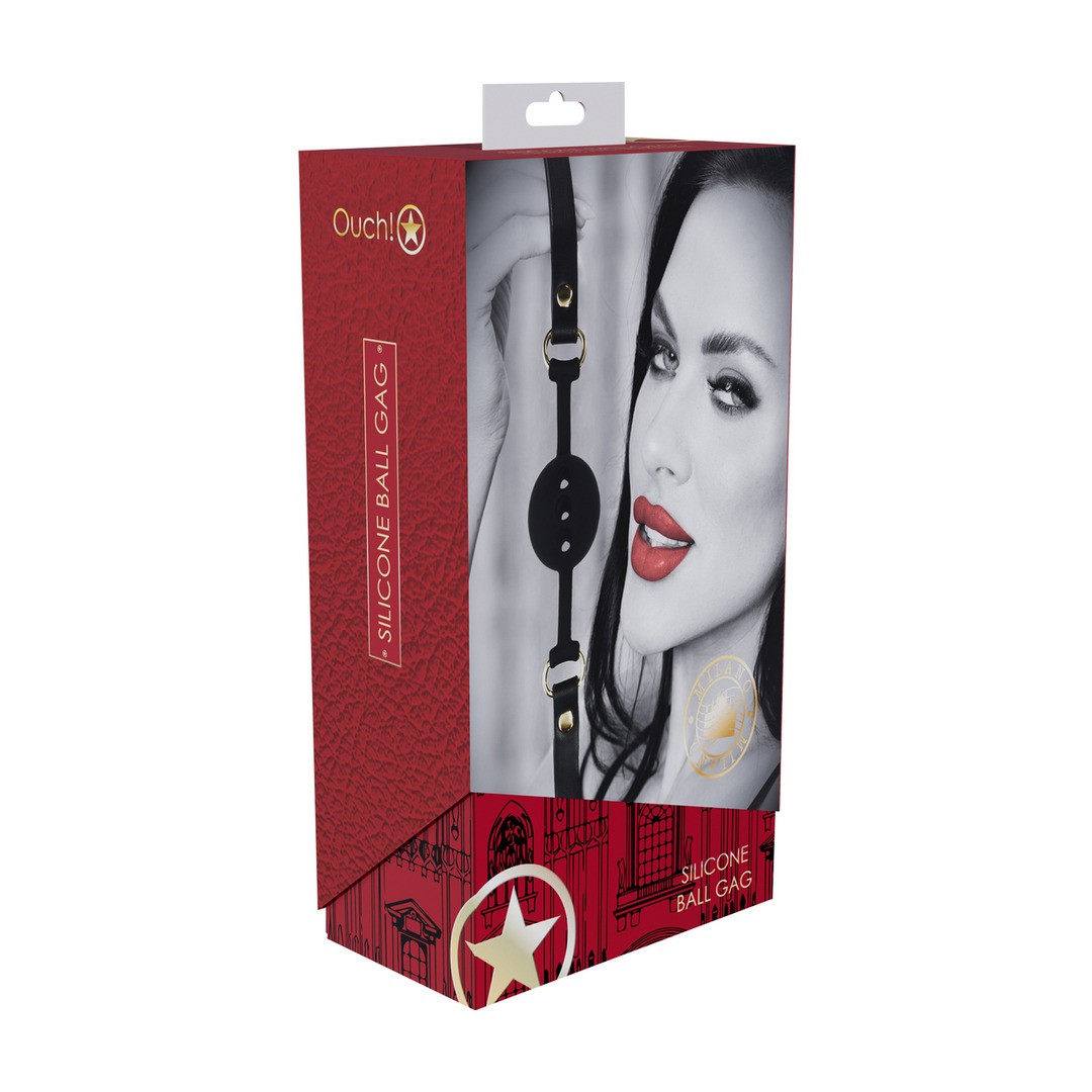 MORDAZA DE SILICONA RESPIRABLE MILAN COLLECTION NEGRO/ROJO OUCH!