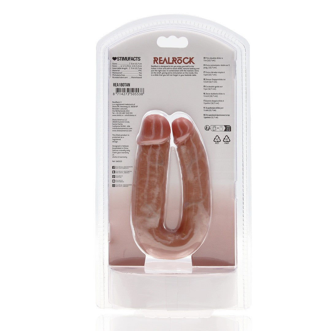 DILDO DOBLE U SHAPED DOUBLE DILDO 5 /12,7 CM TAN REALROCK