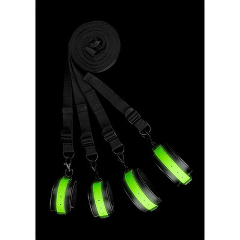 CONJUNTO DE RESTRICCIONES DE CAMA FLUORESCENTES GLOW IN THE DARK OUCH!