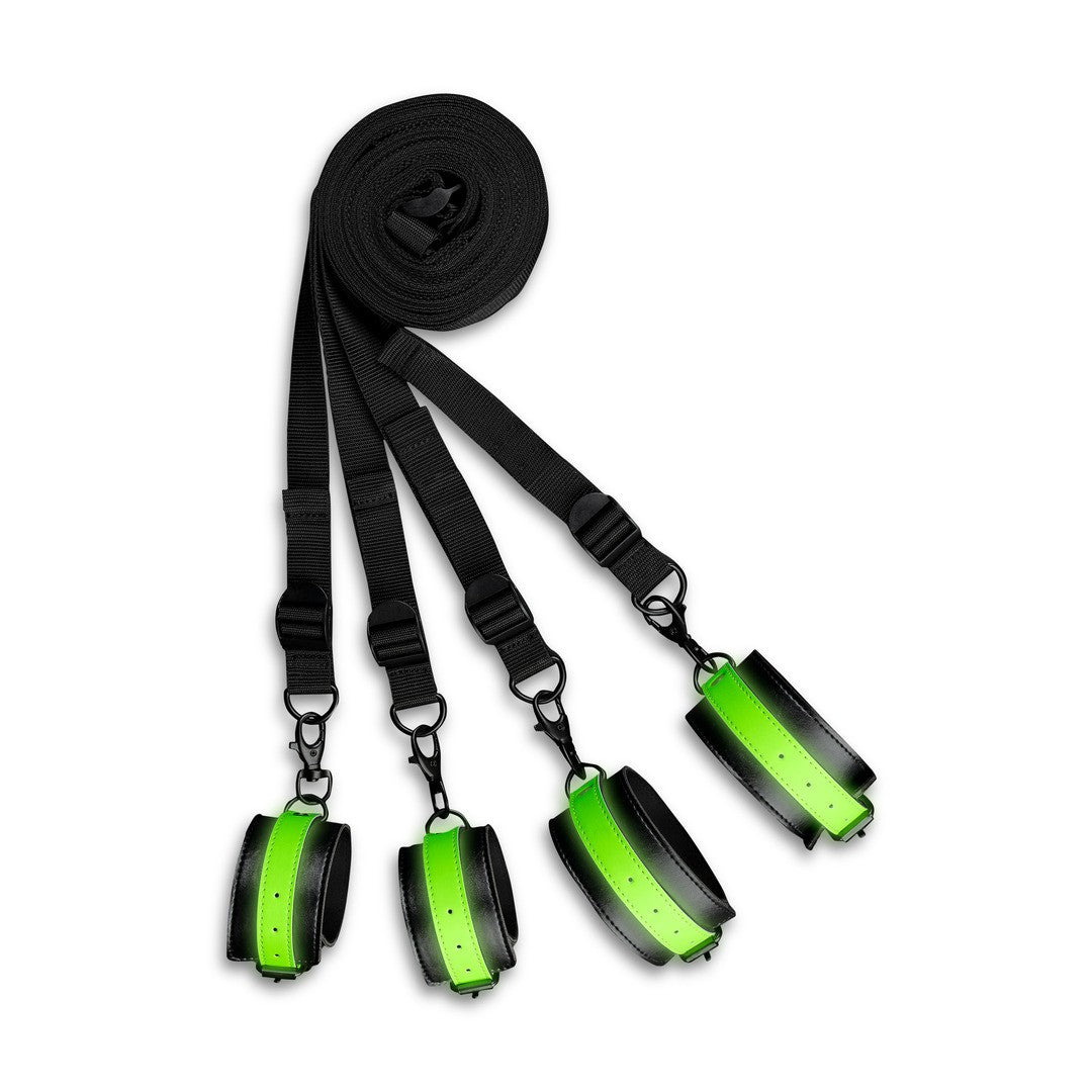CONJUNTO DE RESTRICCIONES DE CAMA FLUORESCENTES GLOW IN THE DARK OUCH!