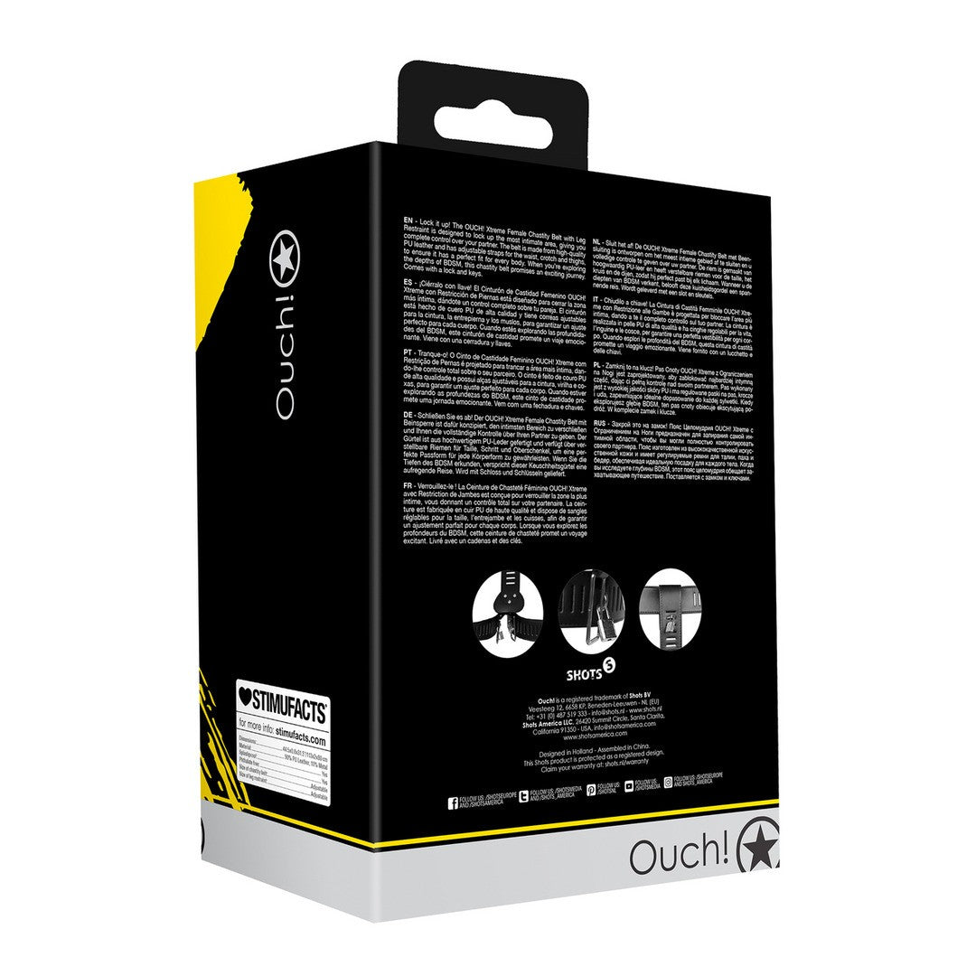 CINTURÓN DE CASTIDAD CON RESTRICCIONES PARA LAS PIERNAS XTREME OUCH!
