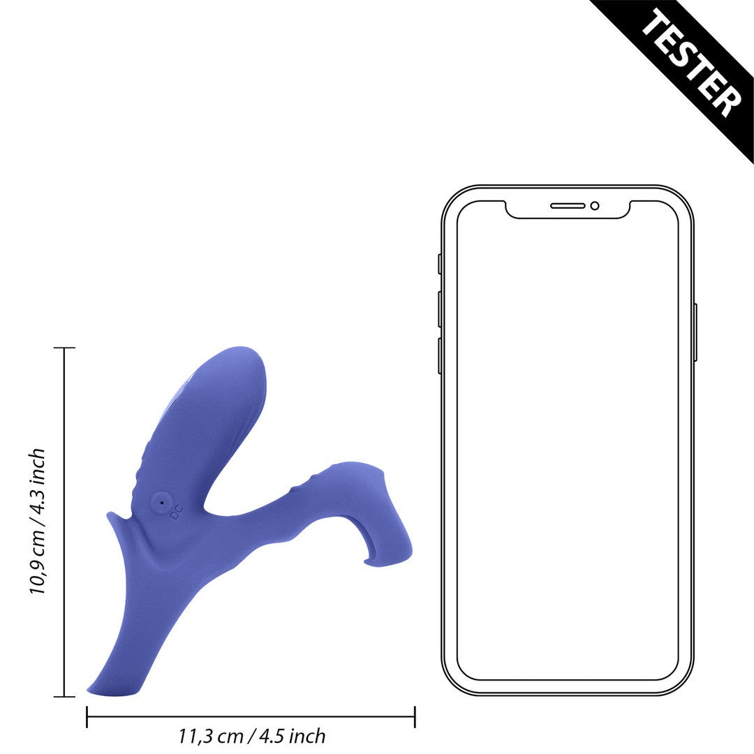 TESTER ANILLO PARA EL PENE CON VIBRACIÓN Y ESTIMULADOR DEL CLÍTORIS AZUL LOVELINE
