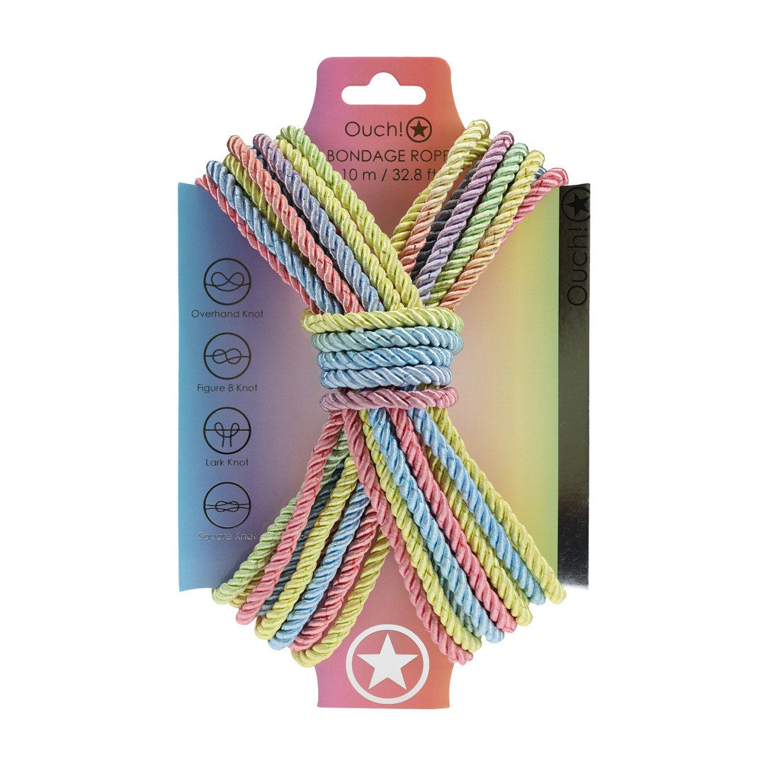 CUERDA DE BONDAGE DE POLIÉSTER 32.8 FT / 10 M MULTICOLOR PASTEL OUCH!