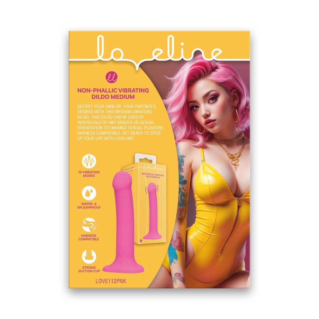 INFOGRAFÍA NON-PHALLIC VIBRATING DILDO LOVE112PNK EN LOVELINE