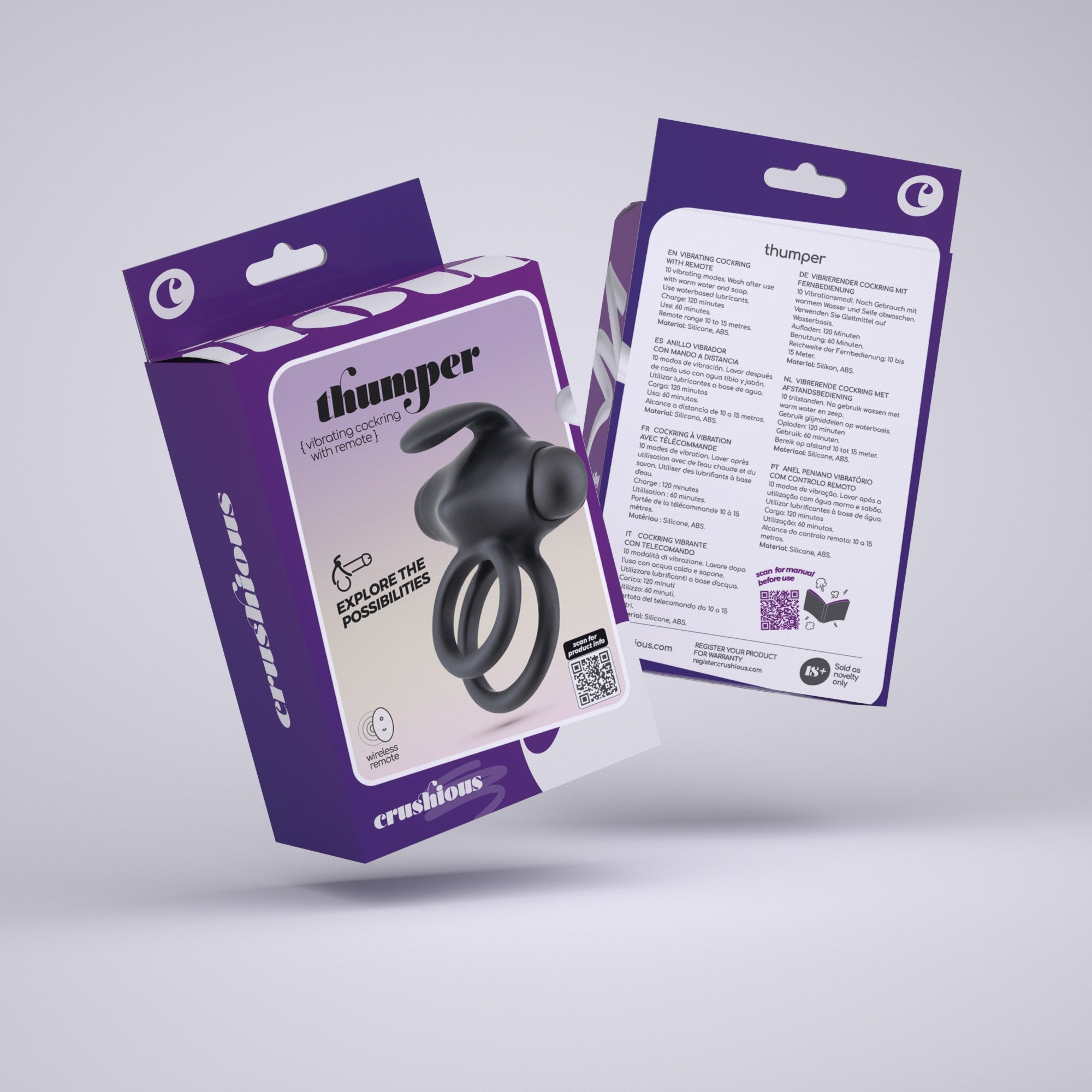 THUMPER DOBLE ANILLO VIBRADOR PARA EL PENE CON MANDO A DISTANCIA CRUSHIOUS
