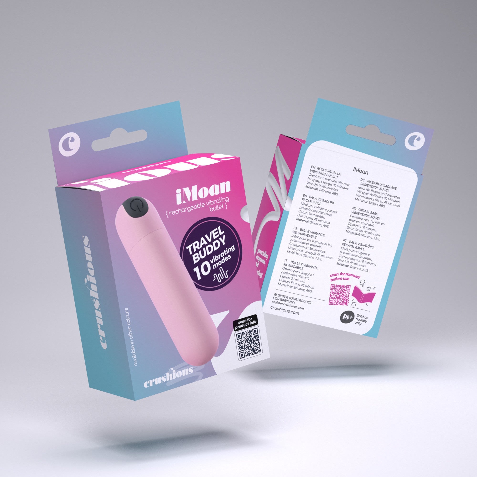 IMOAN BALA VIBRADORA RECARGABLE ROSA PASTEL CRUSHIOUS