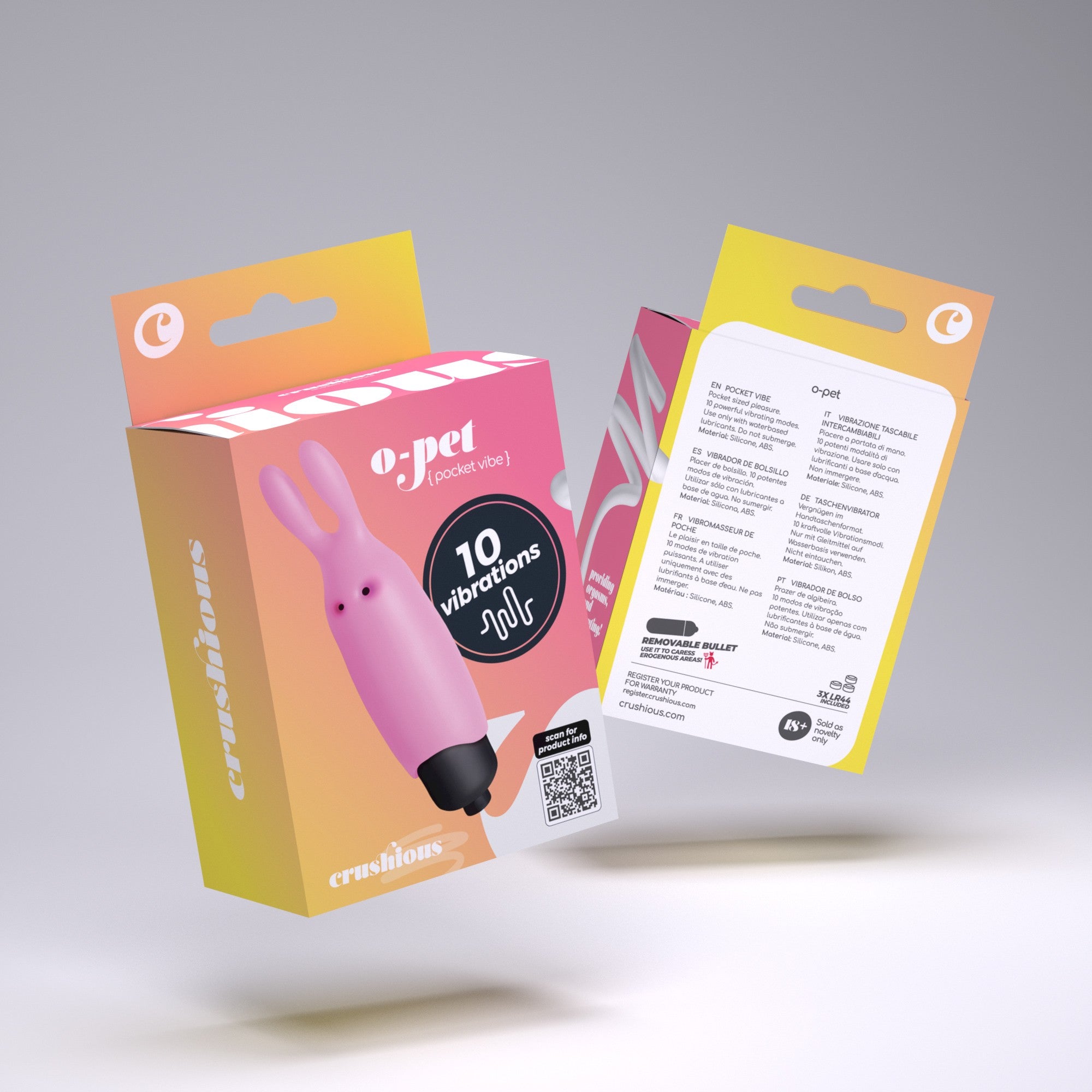 O-PET CONEJO CON BALA DE 10 VIBRACIONES ROSA PASTEL CRUSHIOUS