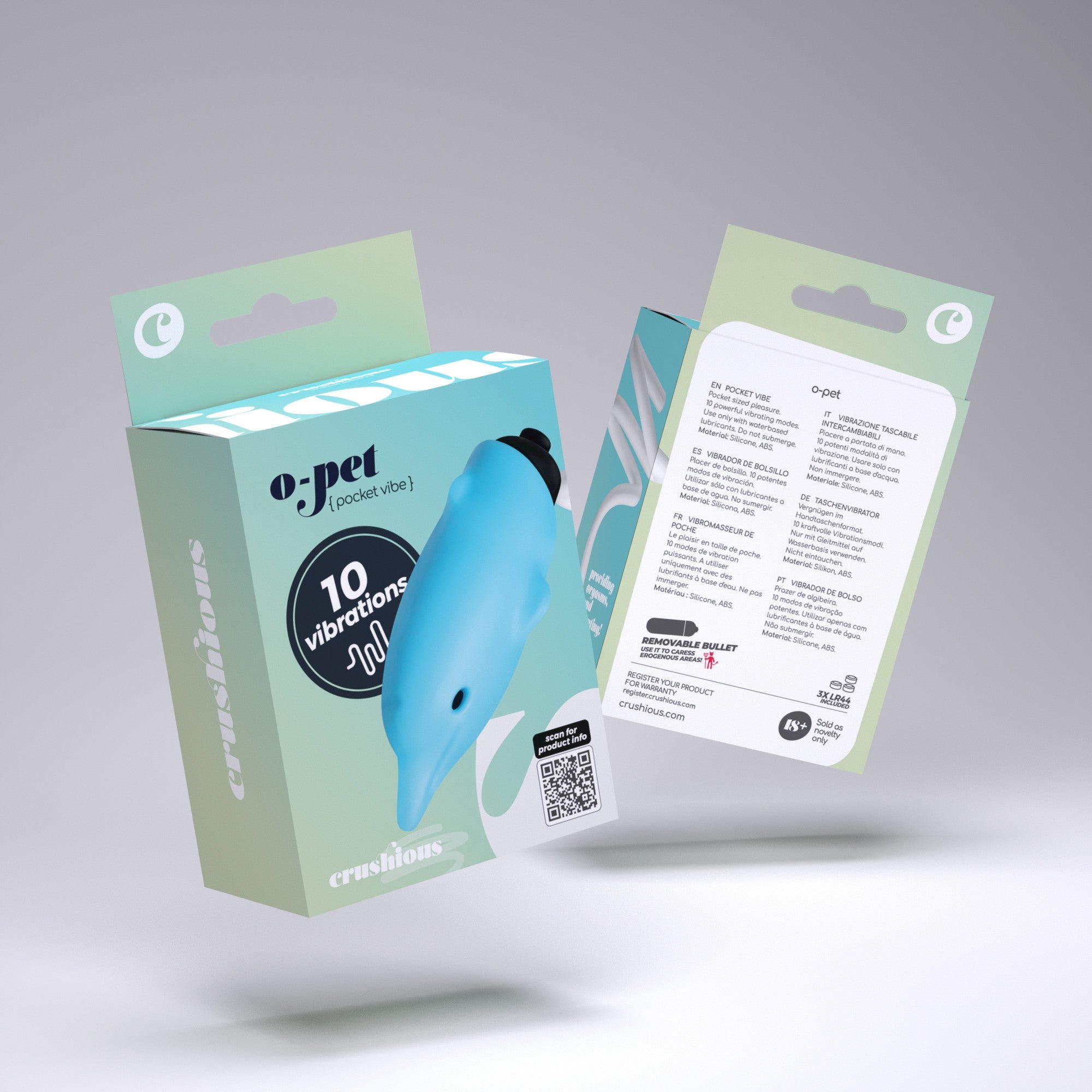 O-PET DELFÍN CON BALA DE 10 VIBRACIONES AZUL CRUSHIOUS