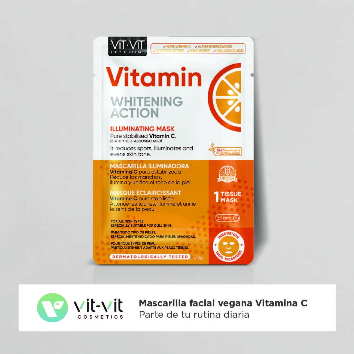 MASCARILLA DE TEJIDO FACIAL VITAMIN C VIT VIT COSMETICS 20GR