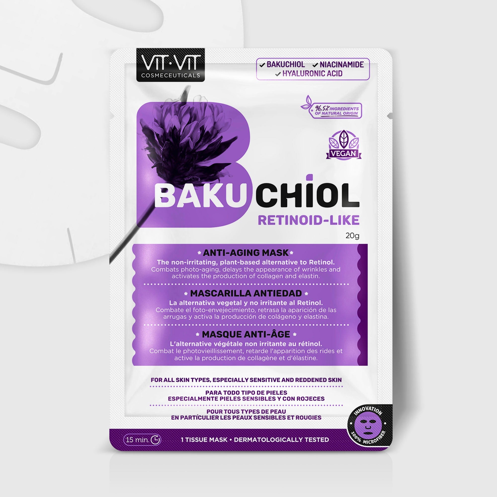 MASCARILLA DE TEJIDO FACIAL ANTI-EDAD BAKUCHIOL VIT VIT COSMETICS 20GR