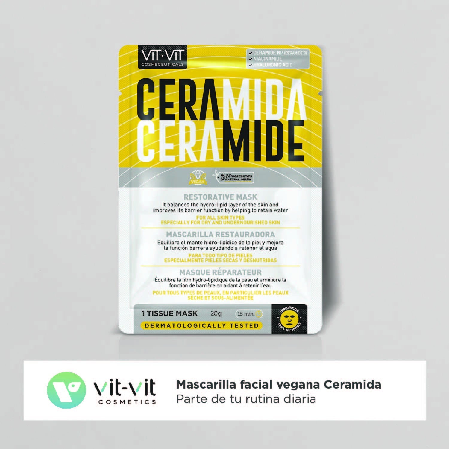 MASCARILLA DE TEJIDO FACIAL CERAMIDE RESTORATIVE VIT VIT COSMETICS 20GR