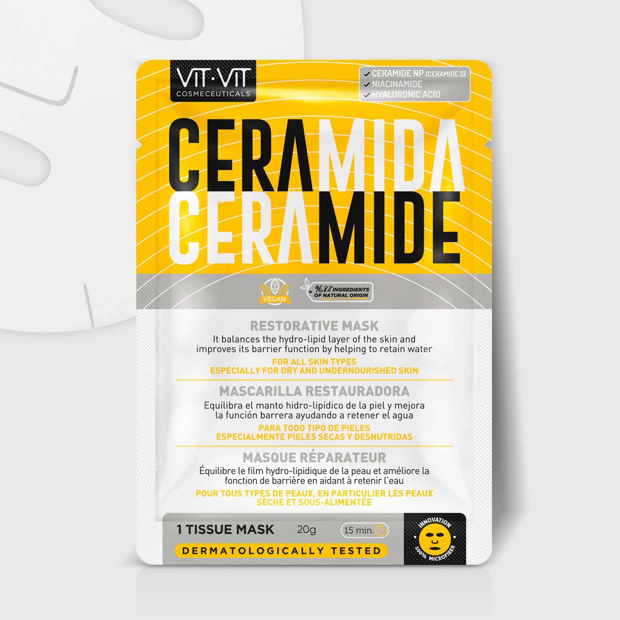 MASCARILLA DE TEJIDO FACIAL CERAMIDE RESTORATIVE VIT VIT COSMETICS 20GR