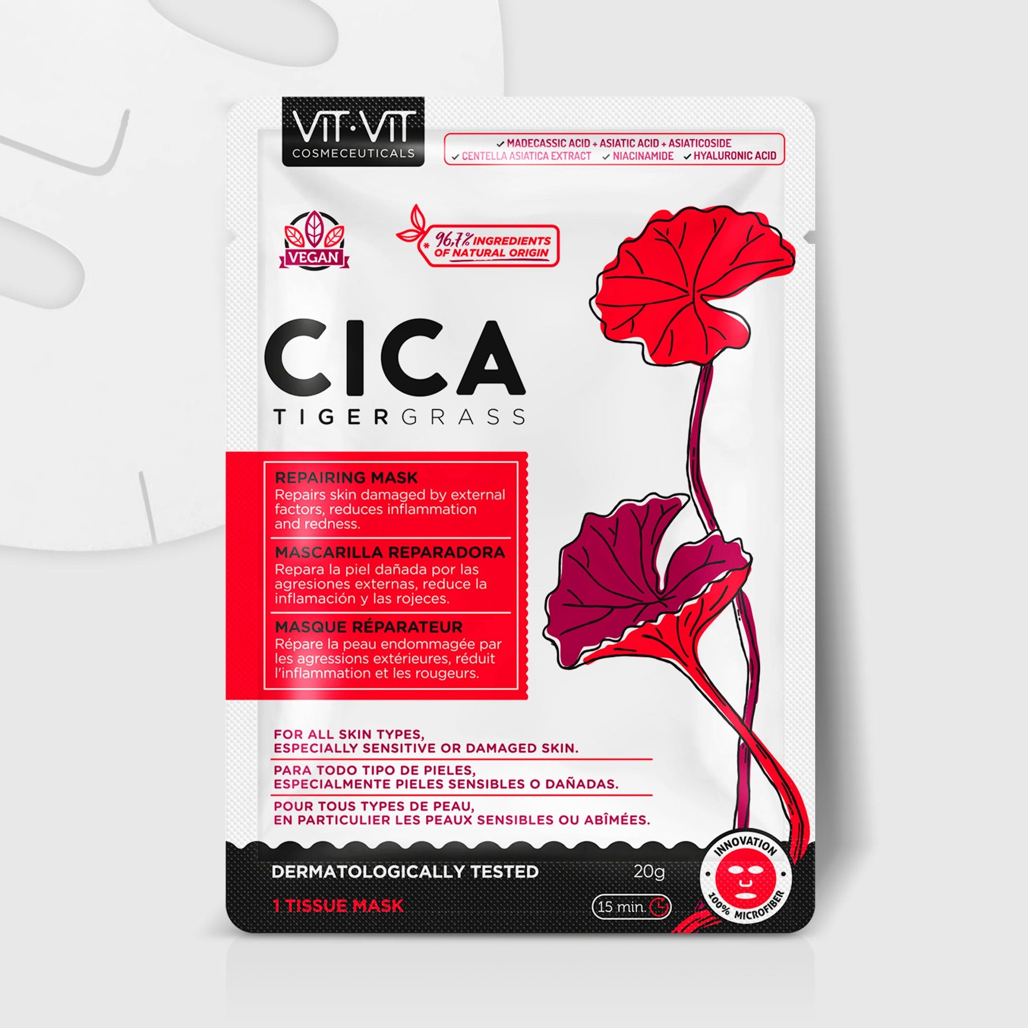 MASCARILLA DE TEJIDO FACIAL CICA TIGERGRASS VIT VIT COSMETICS 20GR