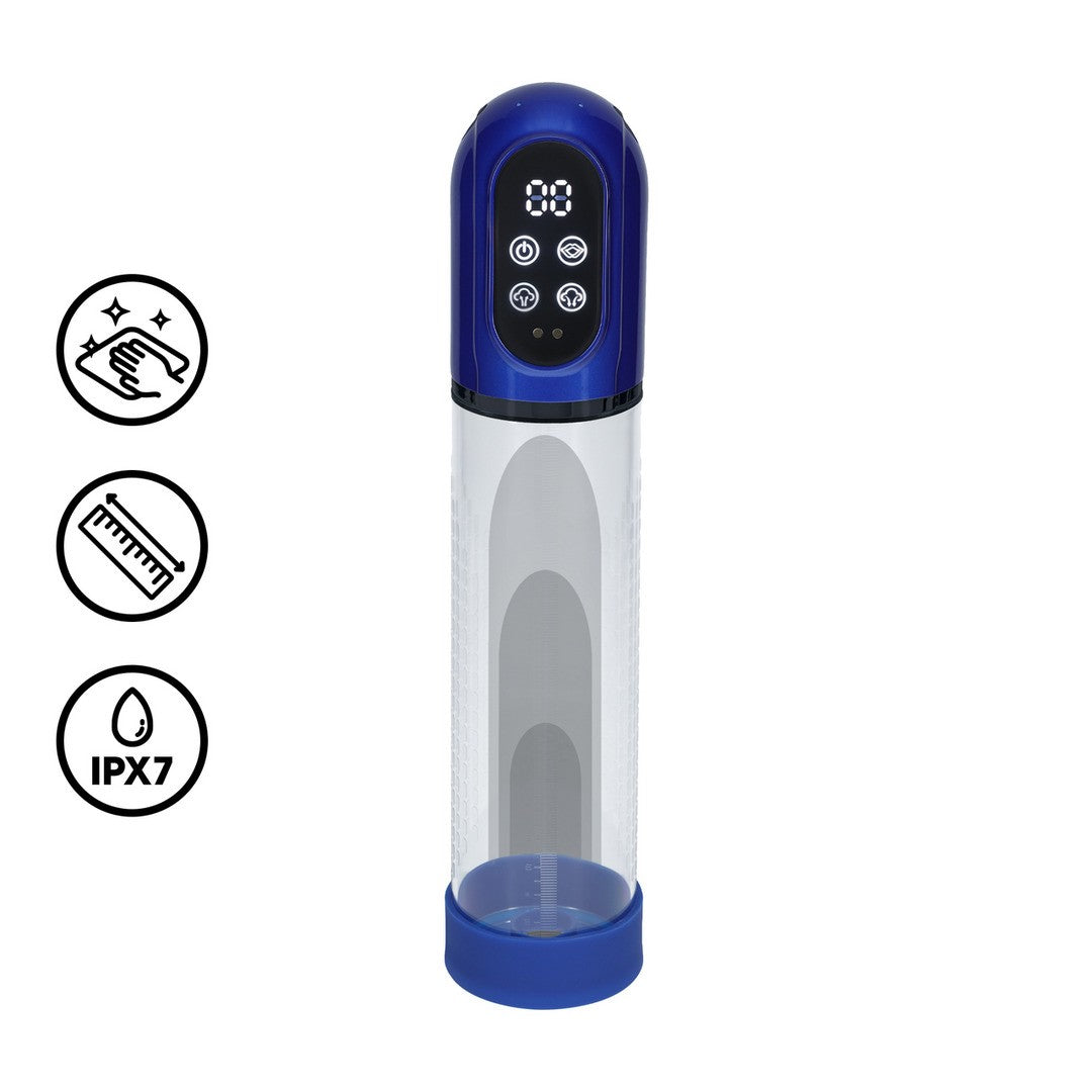 BOMBA AUTOMÁTICA PARA EL PENE Y MASTURBADOR ENGAGE METALLIC BLUE PUMPED