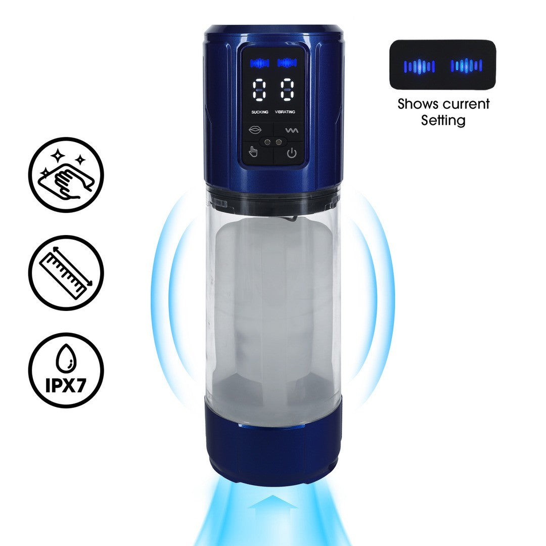 BOMBA MASTURBADORA PARA EL PENE ULTRALIF METALLIC BLUE PUMPED