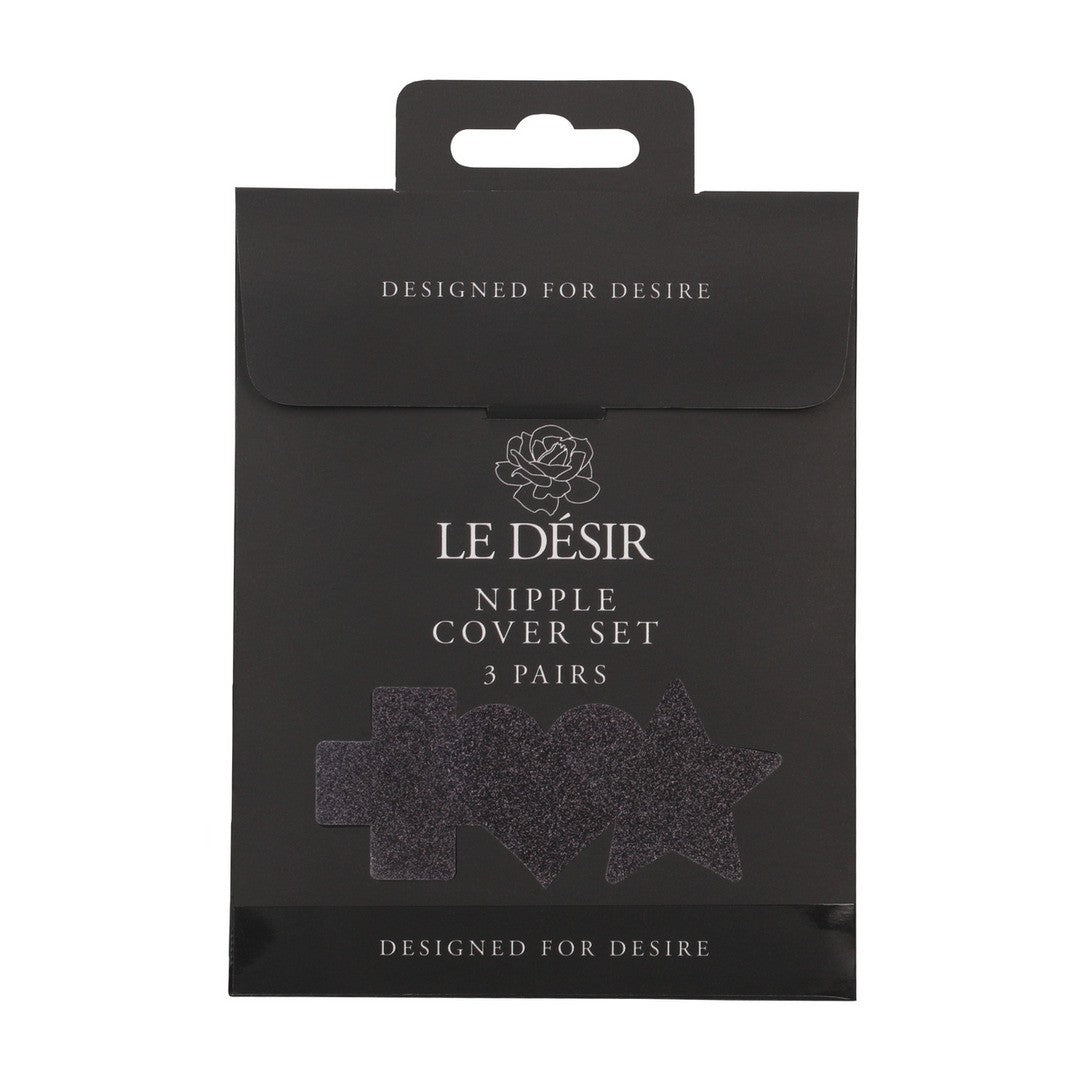 CONJUNTO DE 3 CUBREPEZONES CROSS STAR HEART NEGROS LE DÉSIR