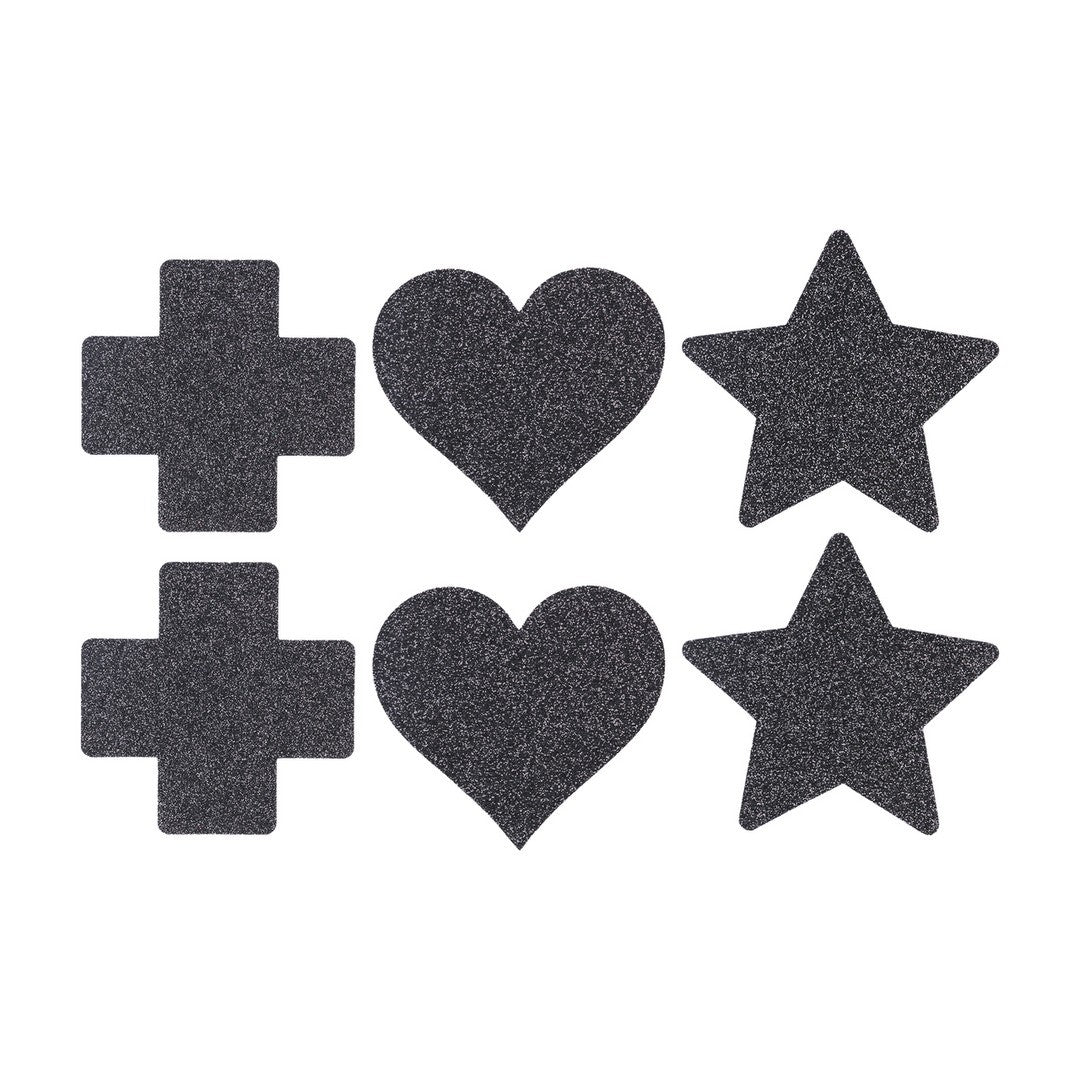 CONJUNTO DE 3 CUBREPEZONES CROSS STAR HEART NEGROS LE DÉSIR