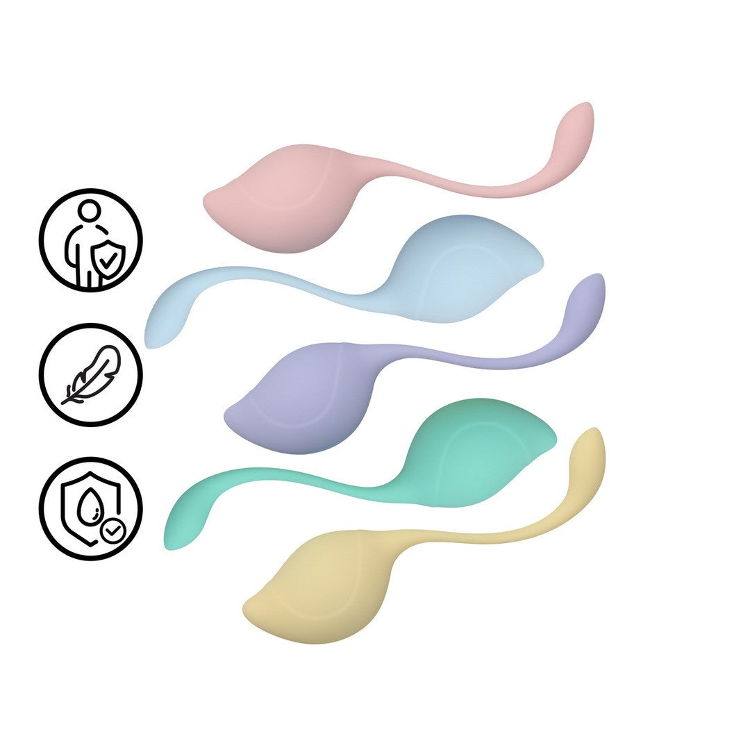 CONJUNTO DE 5 BOLAS VAGINALES PELVIC STEM KEGEL KIT MULTICOLOR LOVELINE