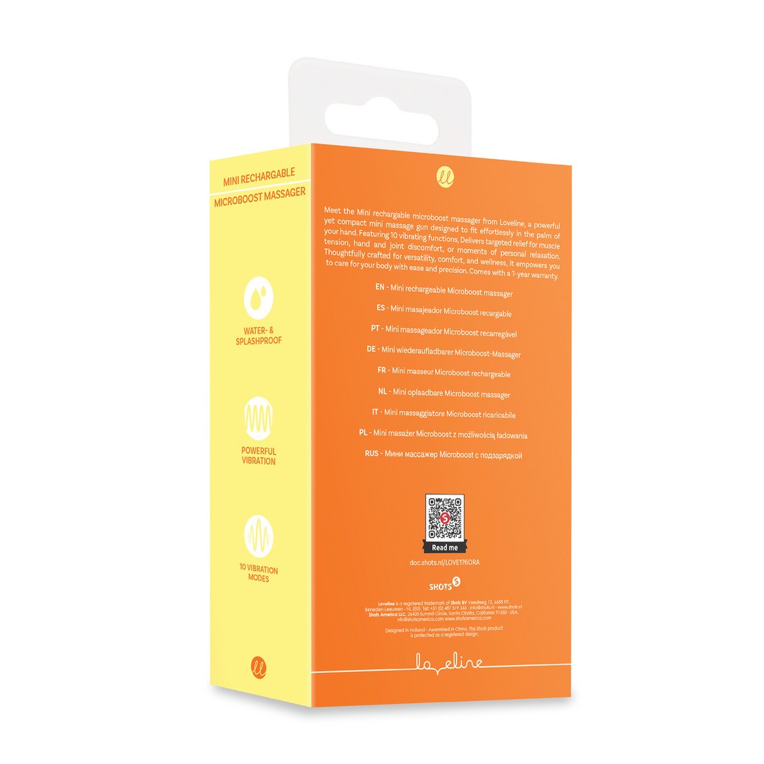 MINI MASAJEADOR RECARGABLE MICROBOOST NARANJA LOVELINE