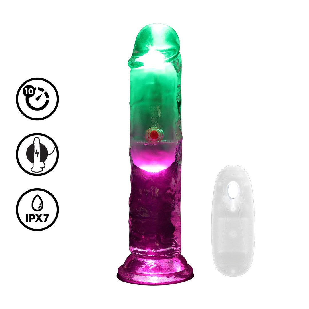 VIBRADOR CON LED Y MANDO A DISTANCIA LED VIBRATING STRAIGHT COCK 6 / 15 CM REALROCK