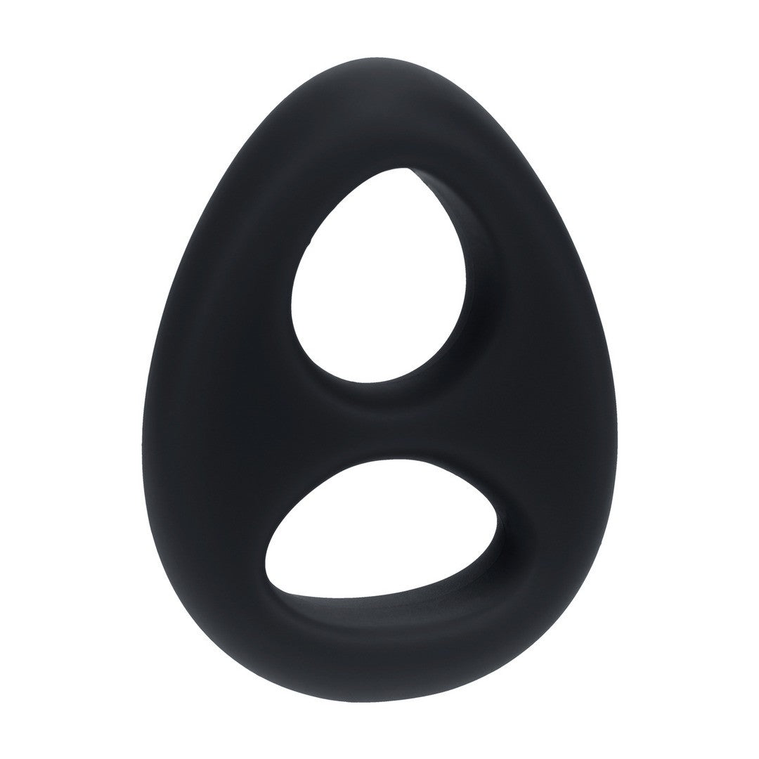 ANILLO DOBLE PARA EL PENE Y LOS TESTÍCULOS EN SILICONA LÍQUIDA NEGRA LEVELZ