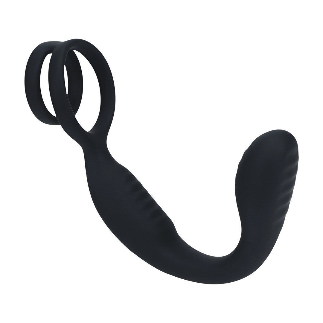ESTIMULADOR DE PRÓSTATA CON VIBRACIÓN Y ANILLO PARA EL PENE Y LOS TESTÍCULOS NEGRO LEVELZ