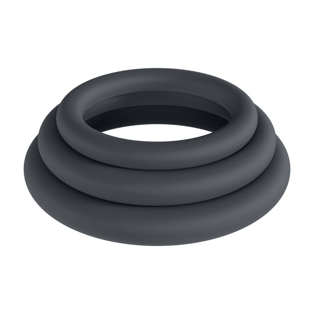 CONJUNTO DE 3 ANILLOS CLÁSICOS PARA EL PENE XS/S/M NEGRO LEVELZ