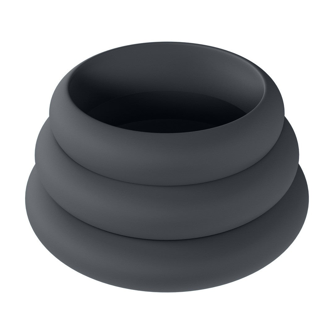 CONJUNTO DE 3 ANILLOS DE SILICONA PARA EL PENE WIDE O S/M/L NEGRO LEVELZ