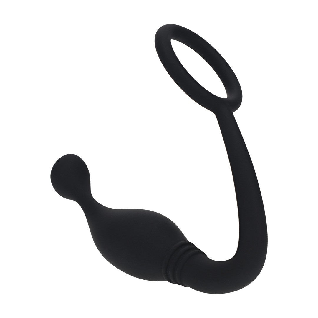 ESTIMULADOR DE PRÓSTATA CON ANILLO DE SILICONA L NEGRO LEVELZ