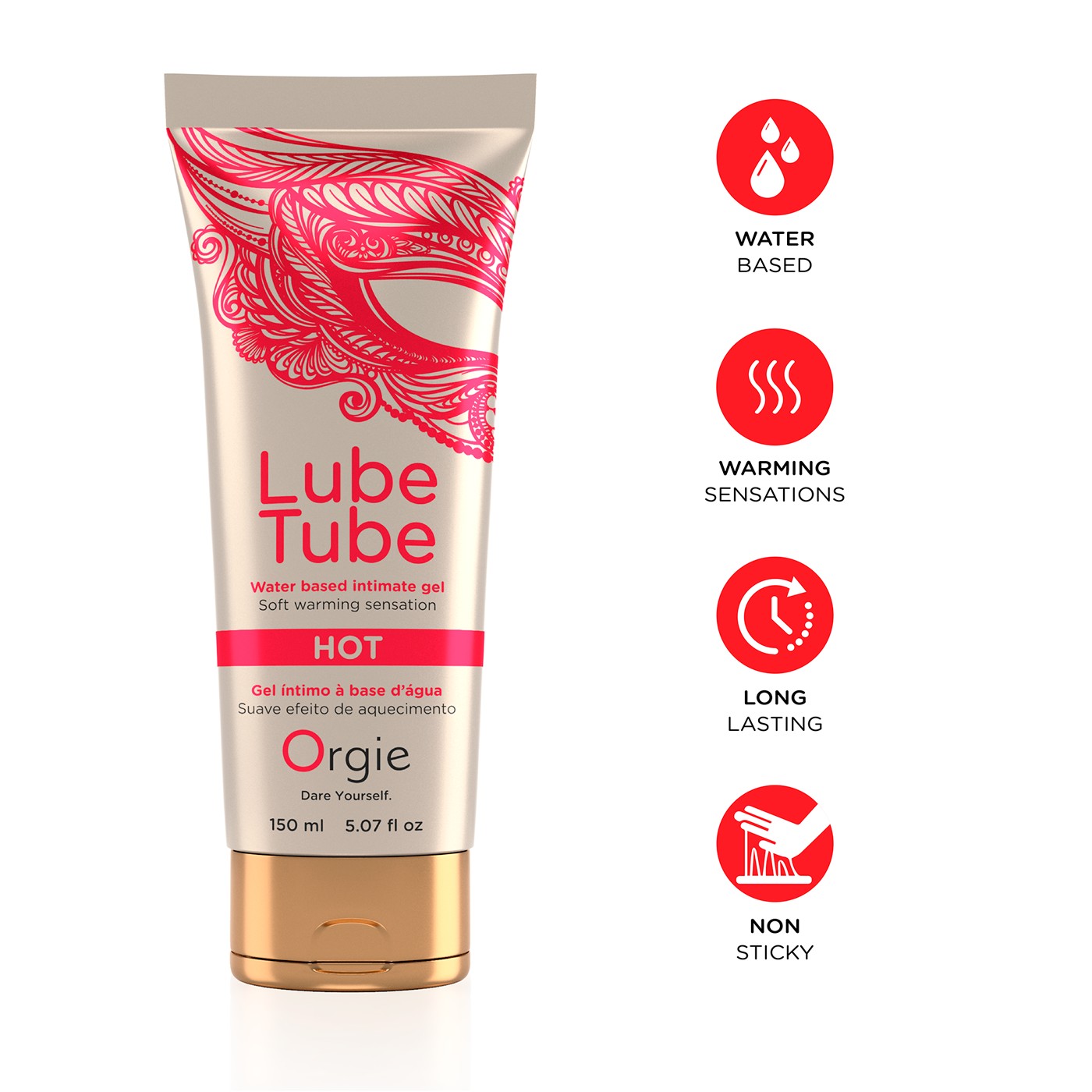 LUBRICANTE A BASE DE AGUA CON EFECTO CALOR LUBE TUBE 150ML ORGIE
