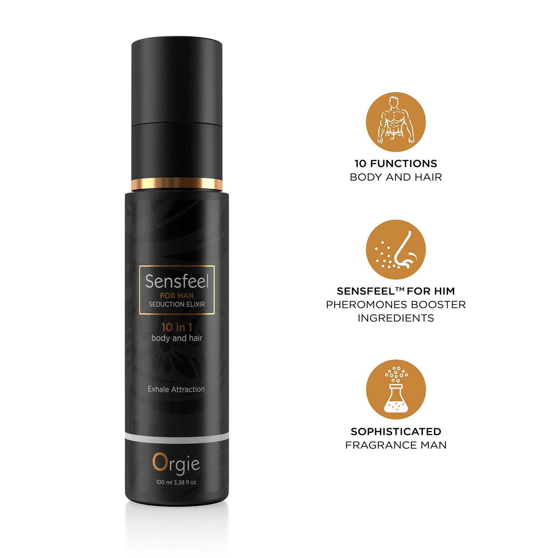 LOCIÓN 10 EN 1 PARA CUERPO Y CABELLO CON FEROMONAS SENSFEEL FOR MAN 100ML ORGIE
