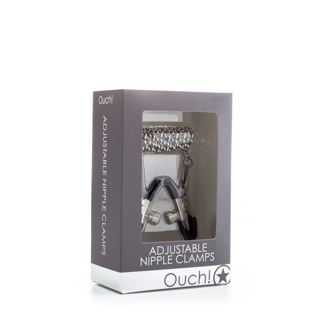 PINZAS PARA PEZONES OUCH! ADJUSTABLE NIPPLE CLAMPS PLATEADAS