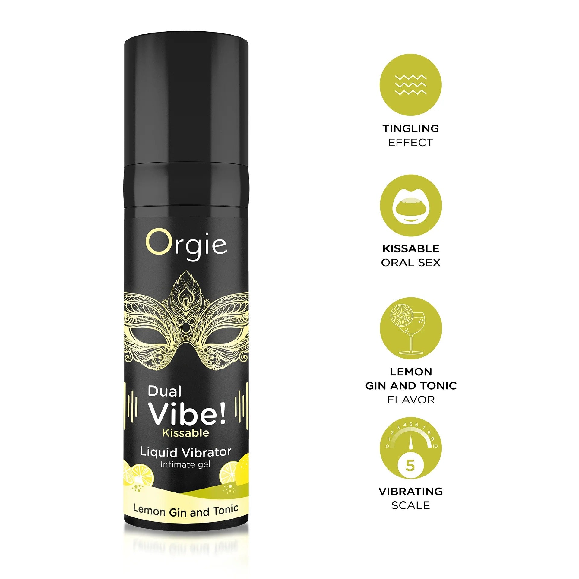 VIBRADOR LÍQUIDO CON SABOR A GIN TONIC CON LIMÓN DUAL VIBE 15ML ORGIE