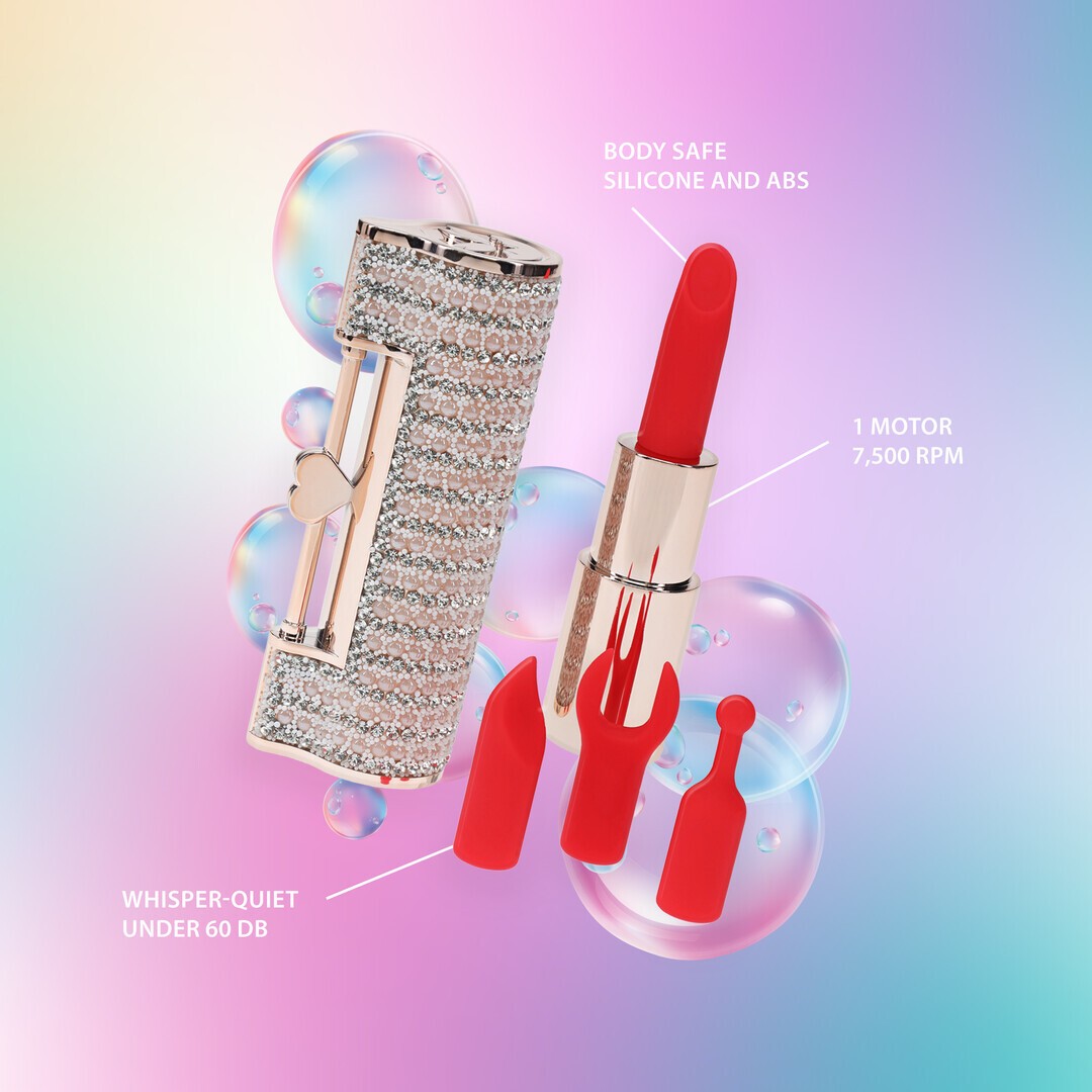 VIBRADOR CON 4 ACCESORIOS ANGEL LIPSTICK ROSA LOVELINE